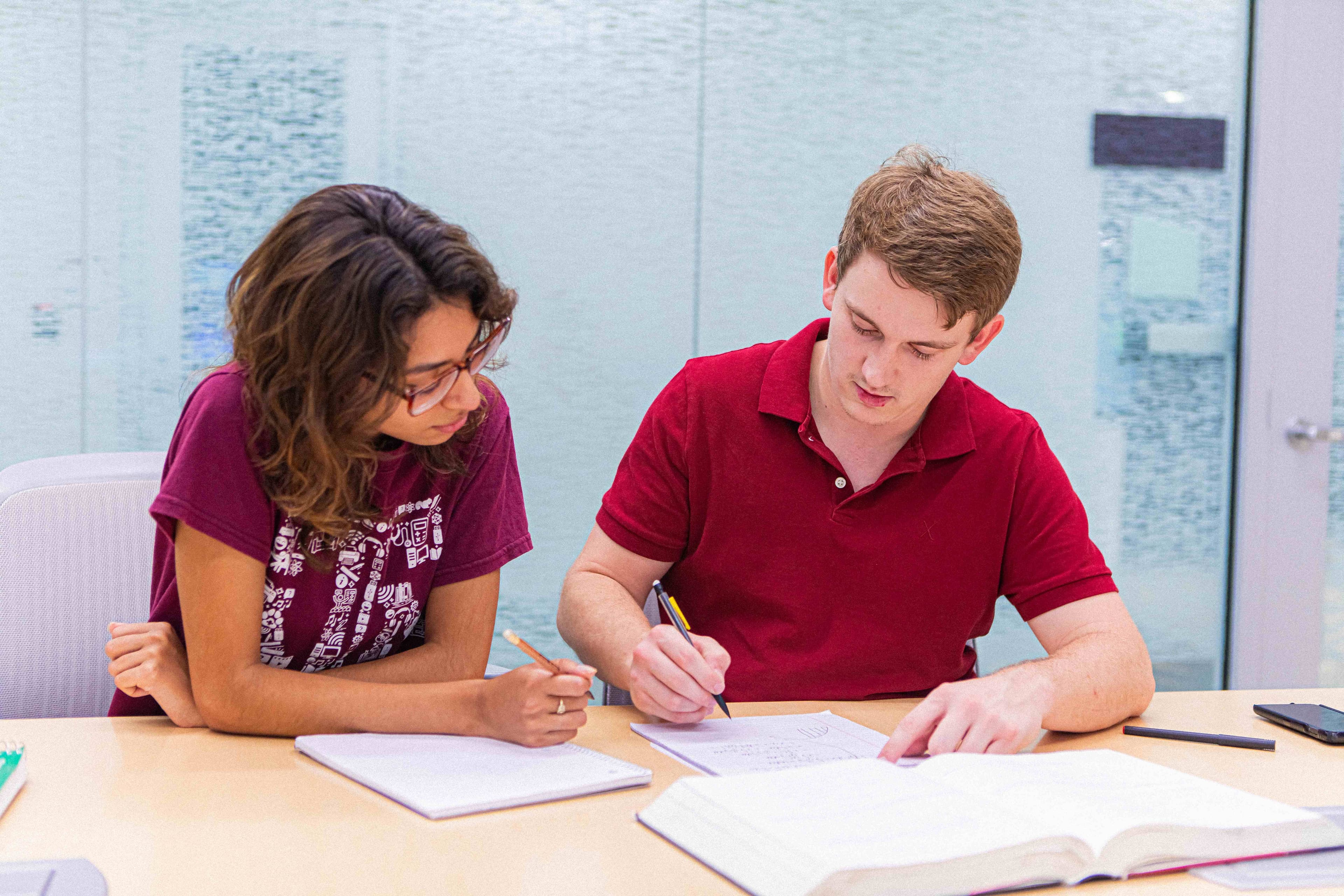 Focused tutoring session working through problems